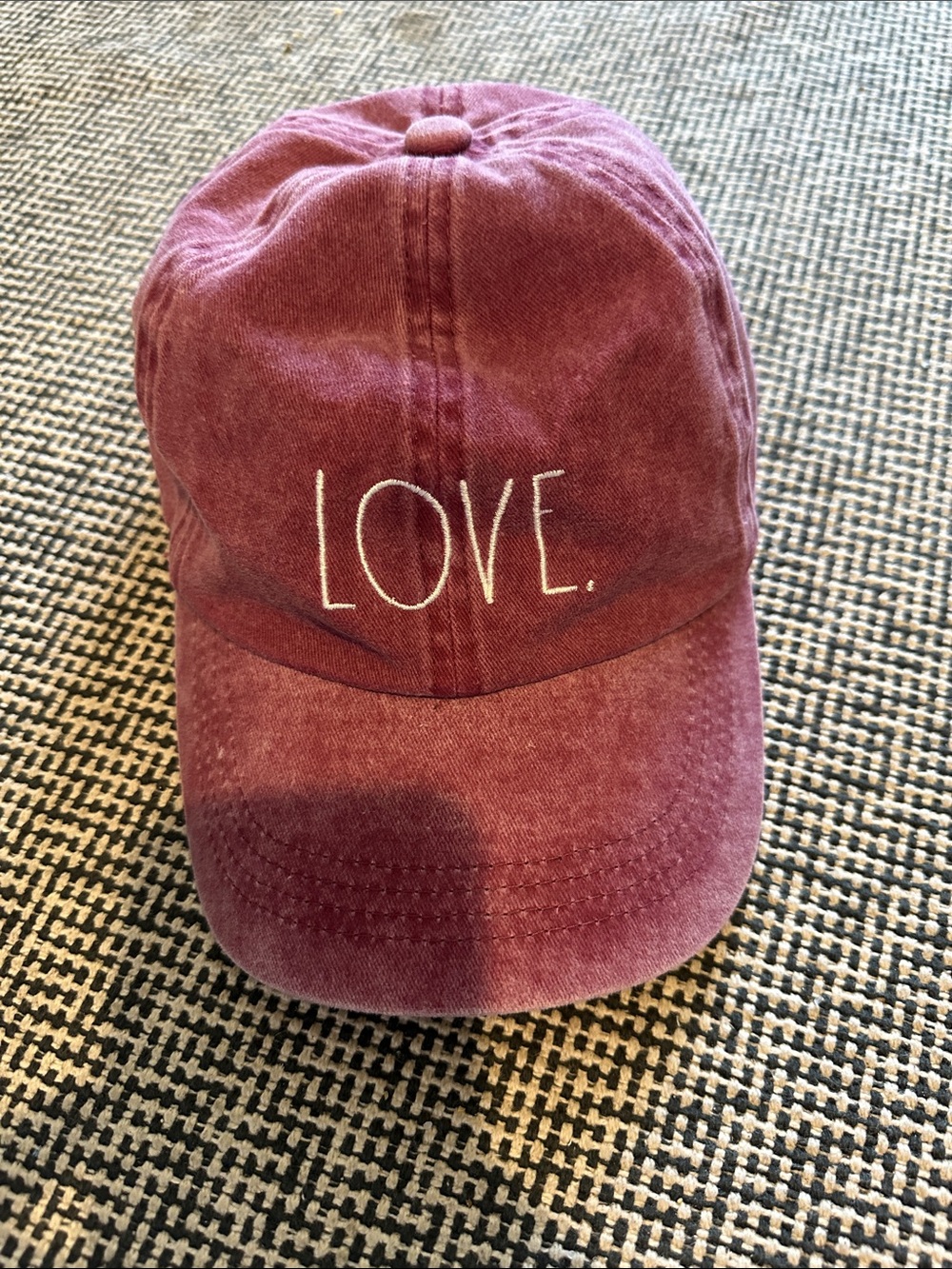 Rae Dunn LOVE Embroidered Baseball Cap - Burgundy/Rose
